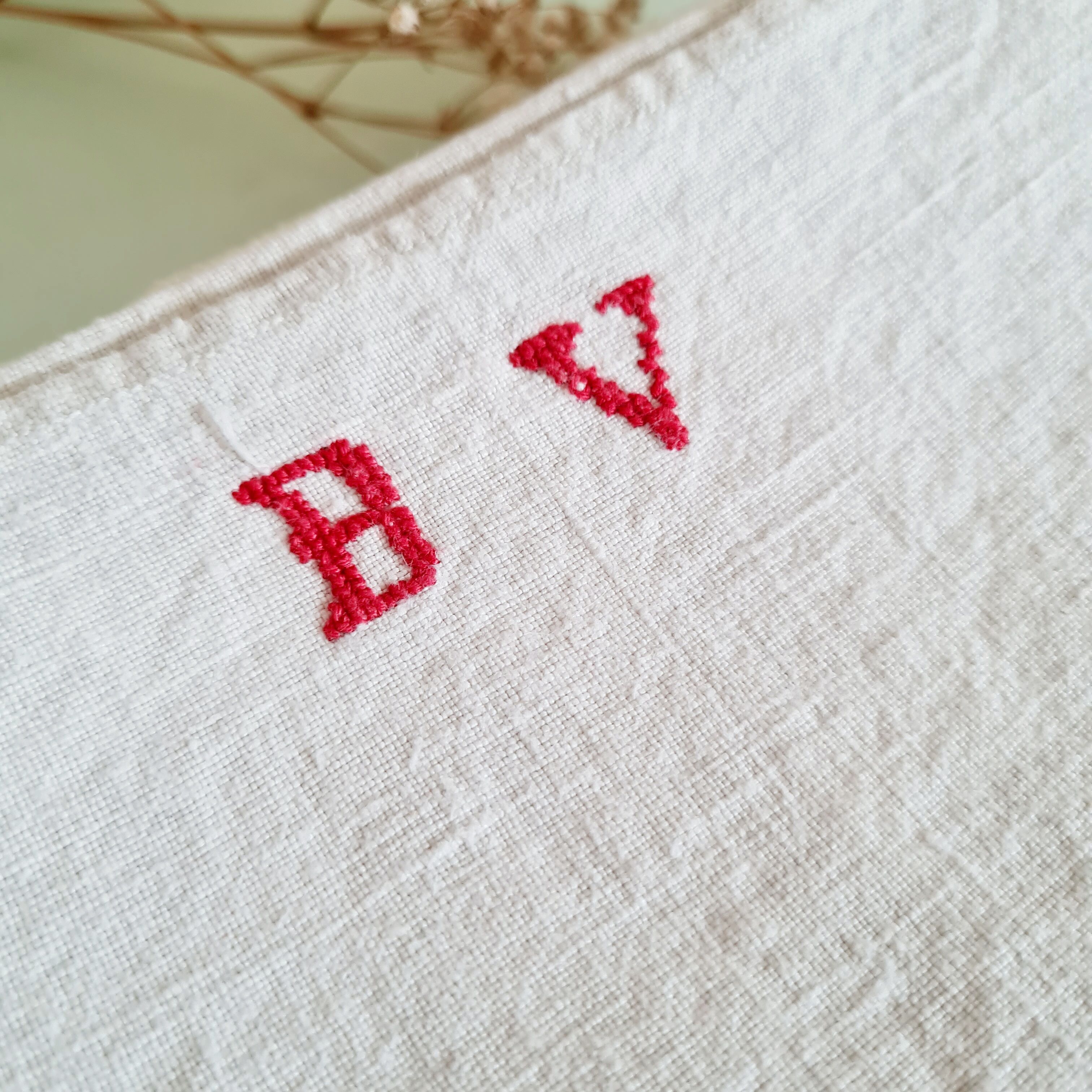 Set of 7 old linen tea towels