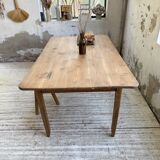Beech and pine farmhouse table with spindle legs 170 cm