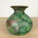 Vintage green ceramic ball vase