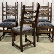Suite de 6 chaises anglaises 19ème en chêne