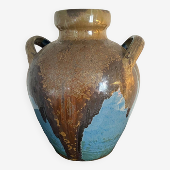 Vase à deux anses signé Maitena beau glacis Pont des Vernes début XX°