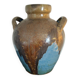 Vase à deux anses signé Maitena beau glacis Pont des Vernes début XX°