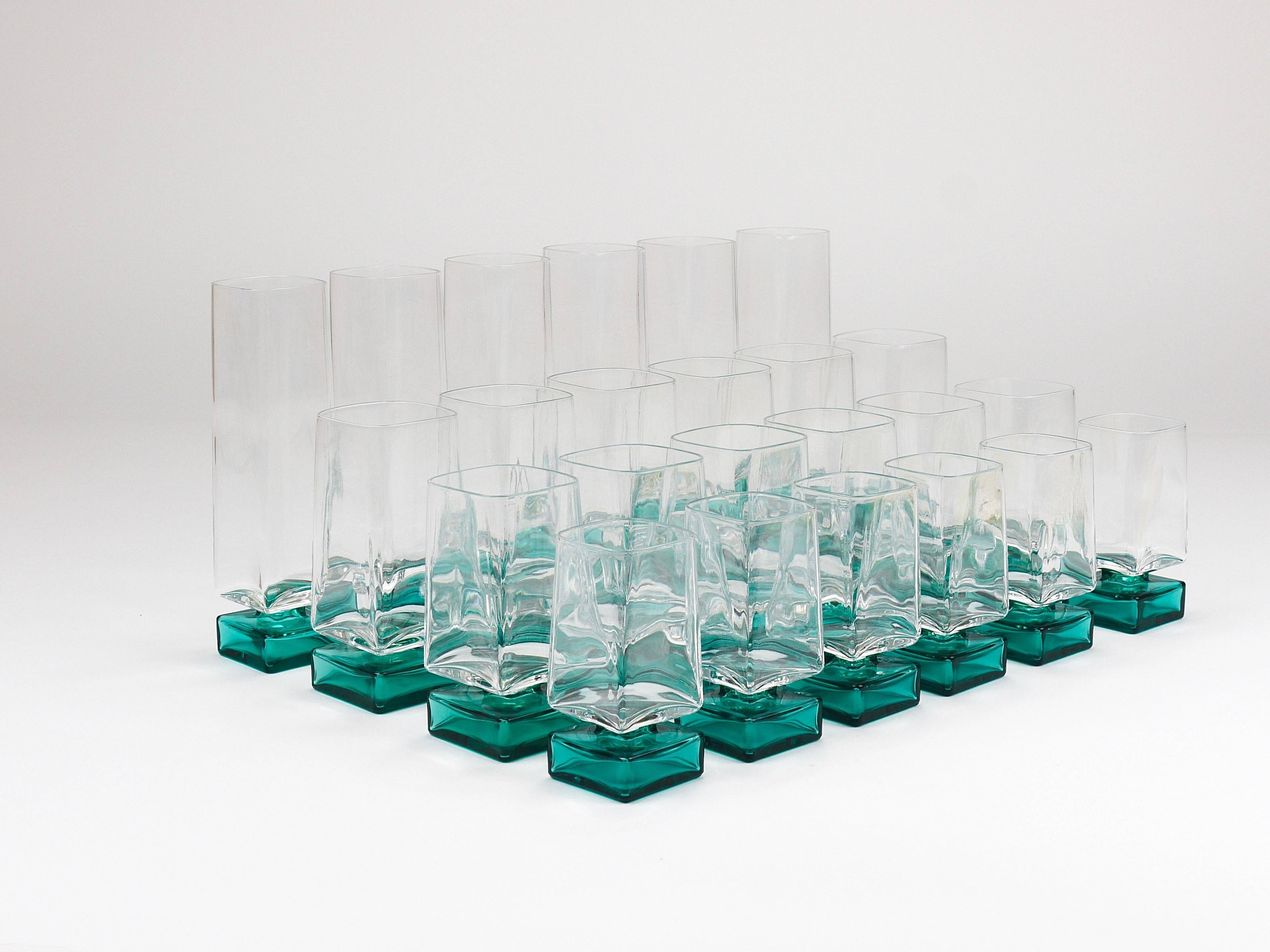 Set of 24 Luigi Bormioli Postmodern Light & Music Monet glasses, Italy, 1980s.