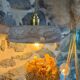 Pair of handcrafted portable lamps with a marbled stone effect