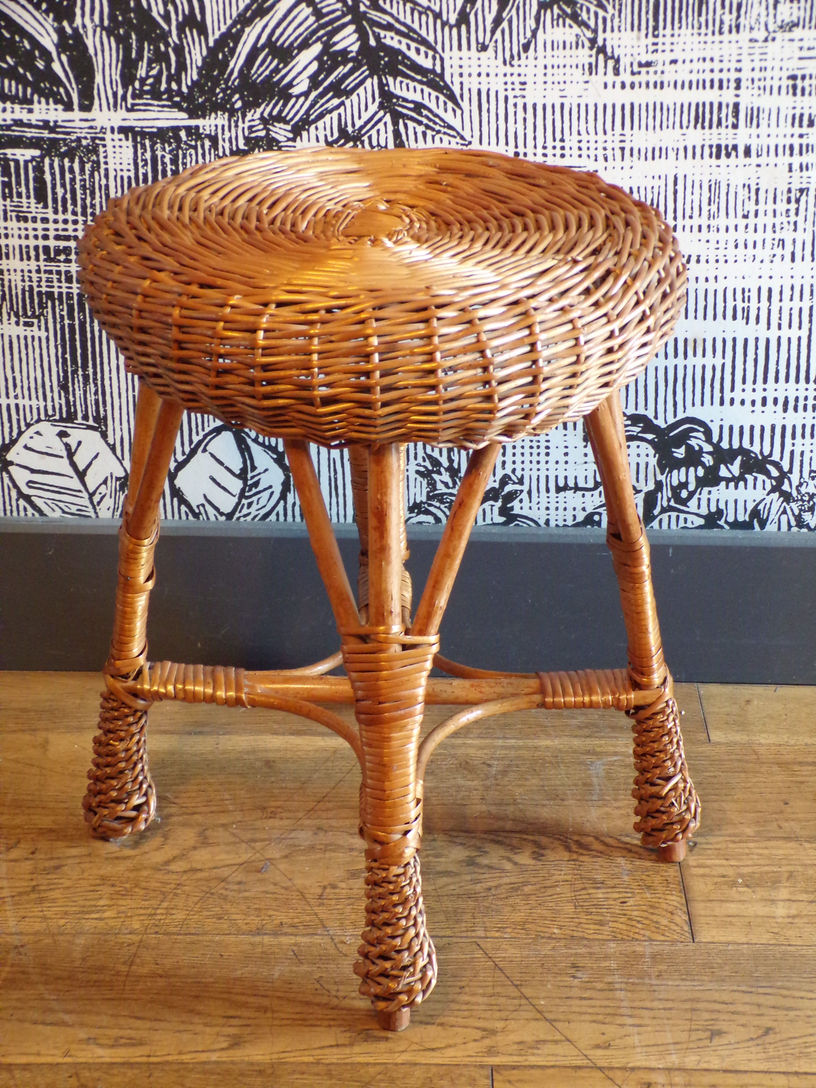 Round wicker stool 1960