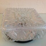 Square ceiling lamp in structured glass vintage 60s-70s