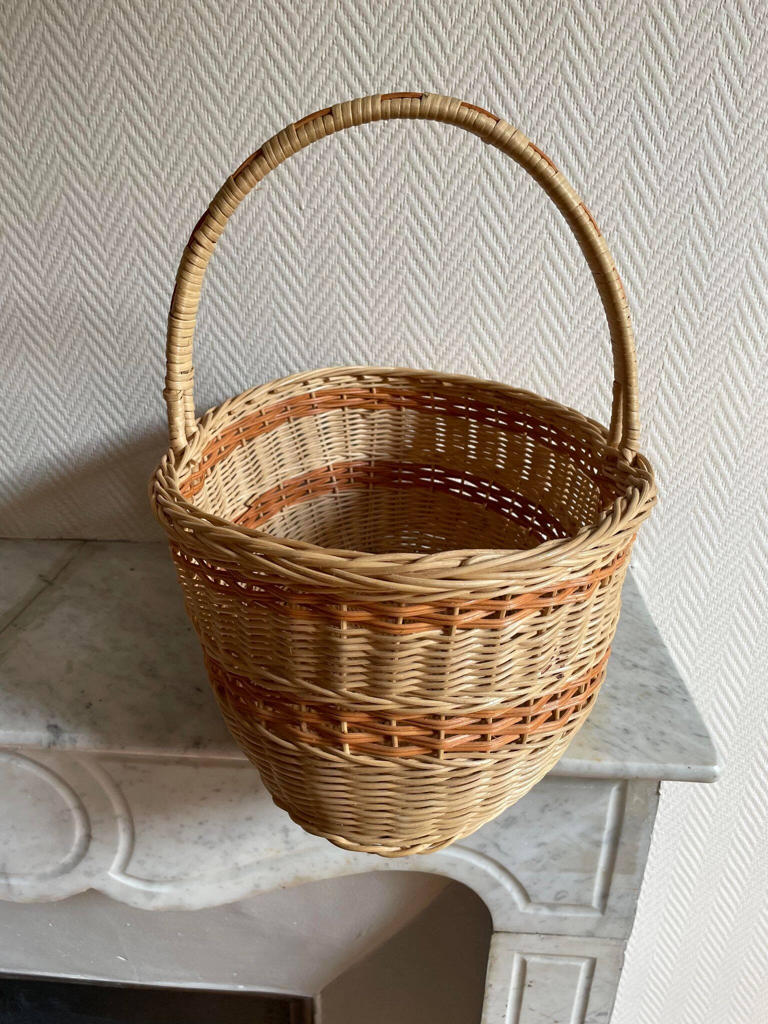Panier osier orange beige