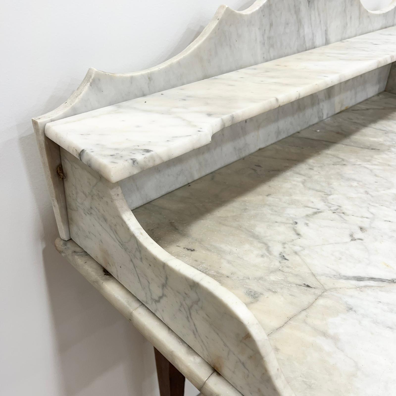 Vintage marble and wood toilet table
