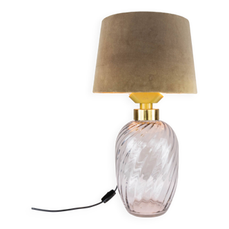 Mid-Century Modern Blown Glass and Brass Table Lamp Lumica Spain, 1970