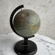 Miniature Green Paper-Covered Globe with Metal Base and Meridian — Made in England