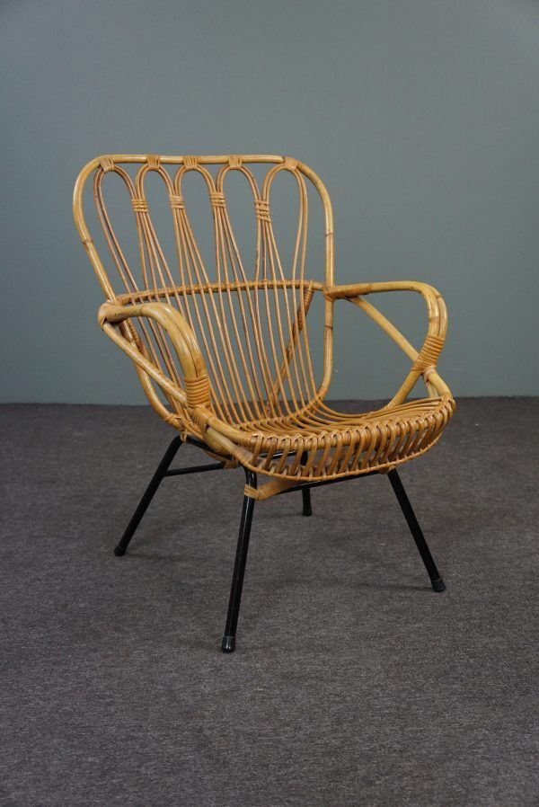 Fauteuil en rotin Dutch Design 1960