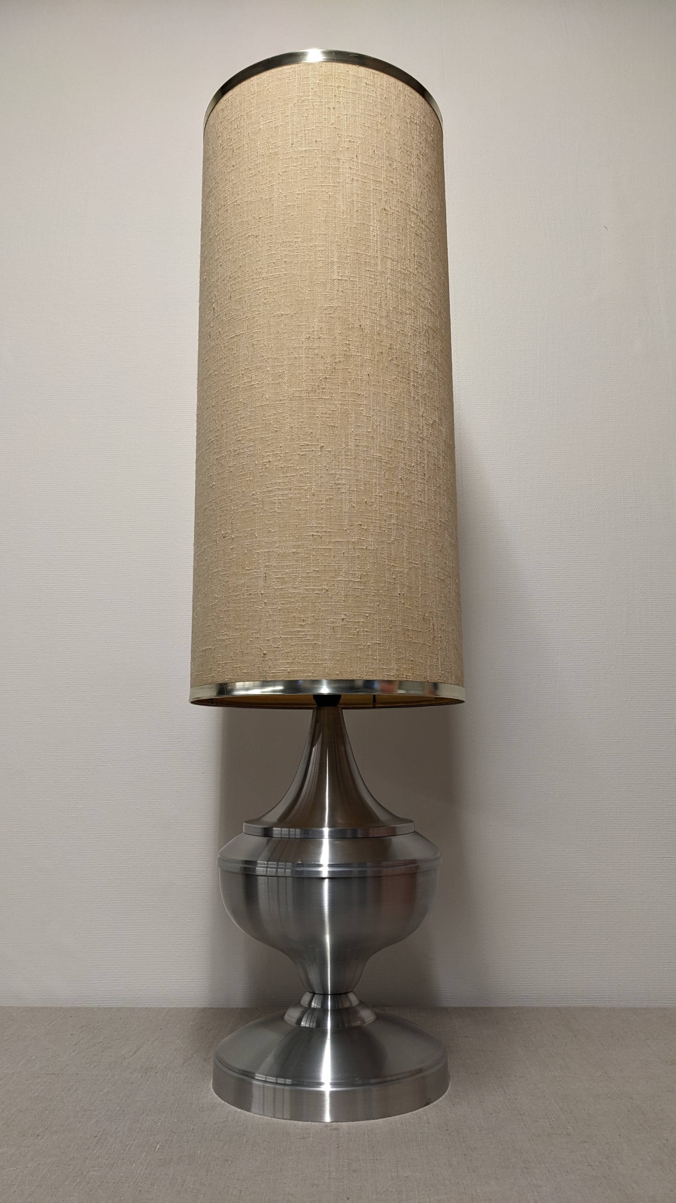 Space age XL living room lamp in brushed aluminium, France circa 1970.