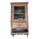 Vitrine murale vitrée en bois massif gris effet vieilli