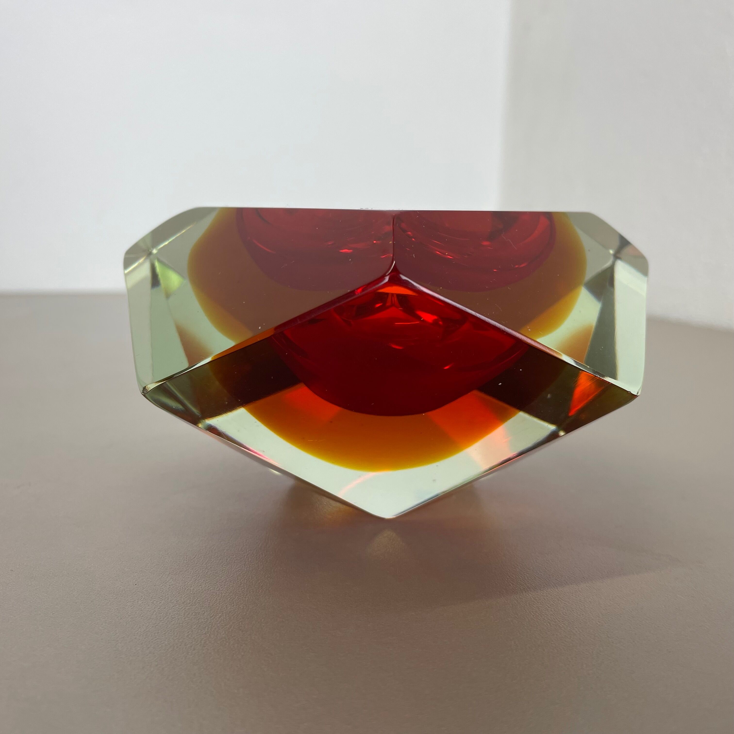 Murano glass sommerso diamond bowl ashtray element by flavio poli, italy, 1970s