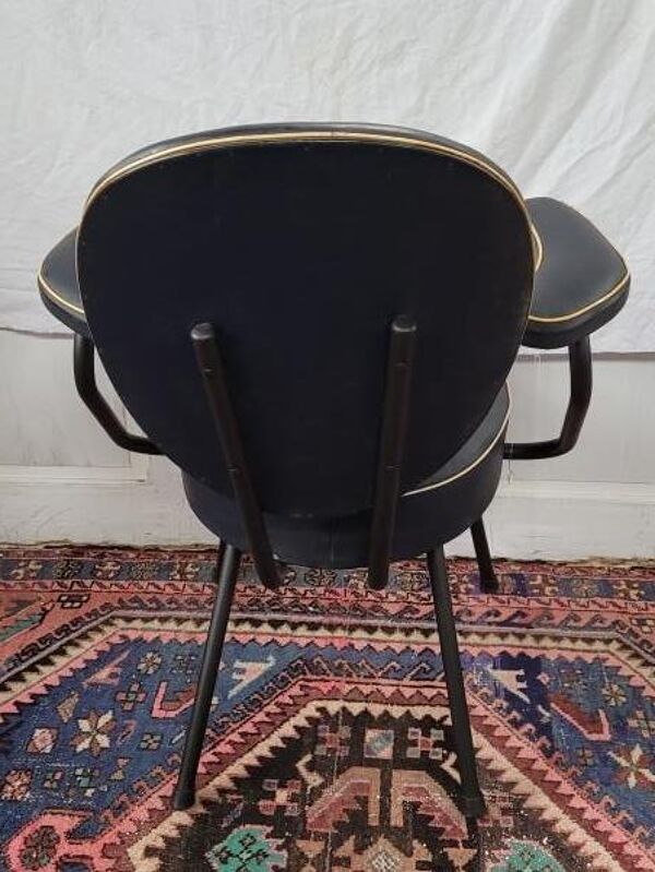 Fauteuil de coiffeur métal et skaï années 60