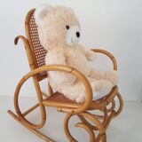 Rocking-chair child rattan and vintage caning