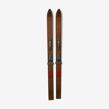 Paire de ski vintage enfant en bois