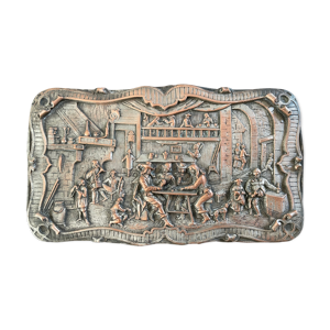 Ancienne plaque de cuivre repoussé