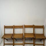 4 foldable chairs in vintage wood