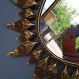 Sun mirror 75 cm gold metal period 1950