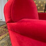 Pair of Red Velvet Art Deco Club Armchairs