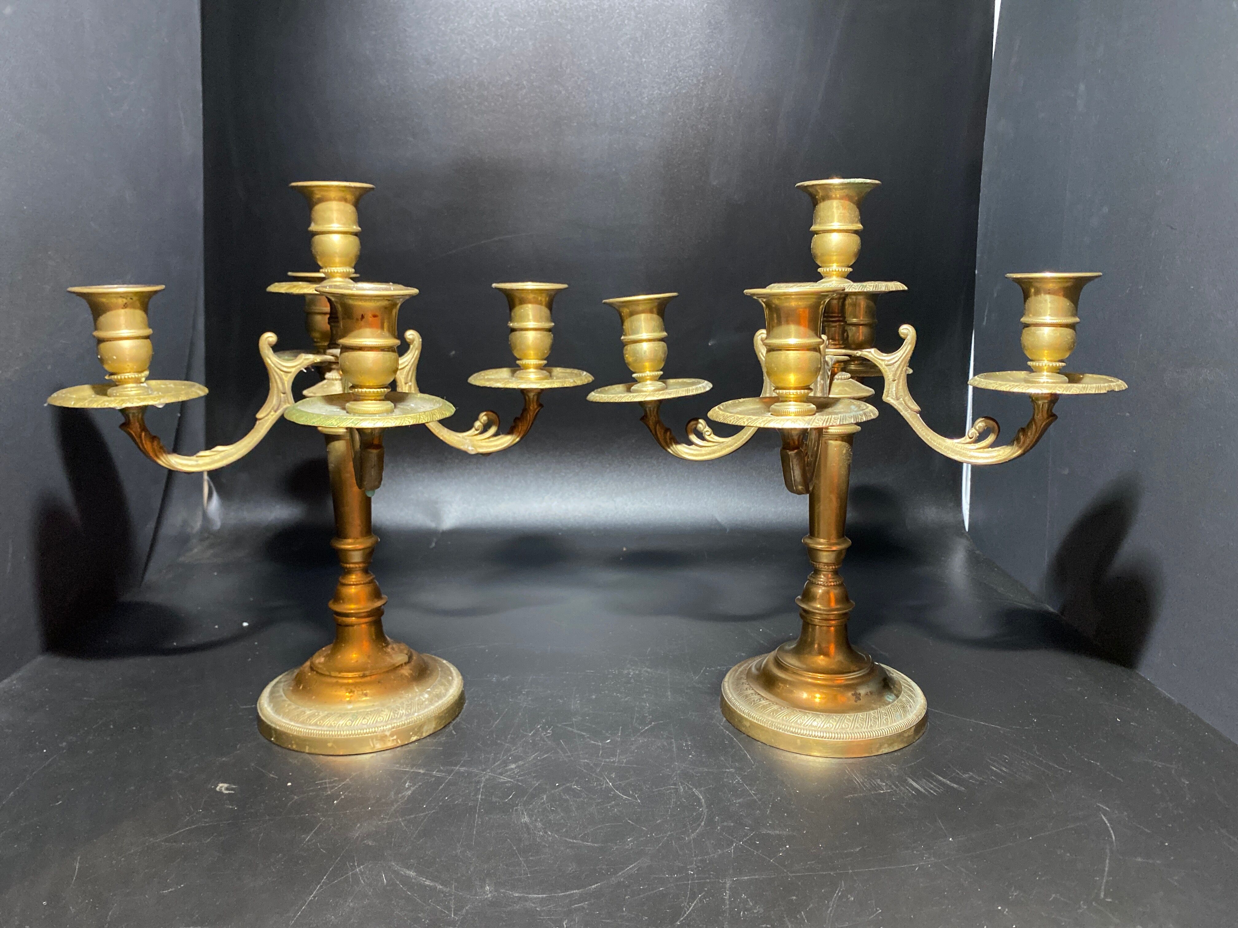 Pair of gilded metal candle holders