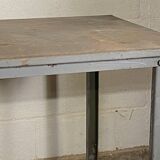 Vintage industrial gray metal dining table 1950