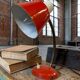 Vintage red metal desk lamp