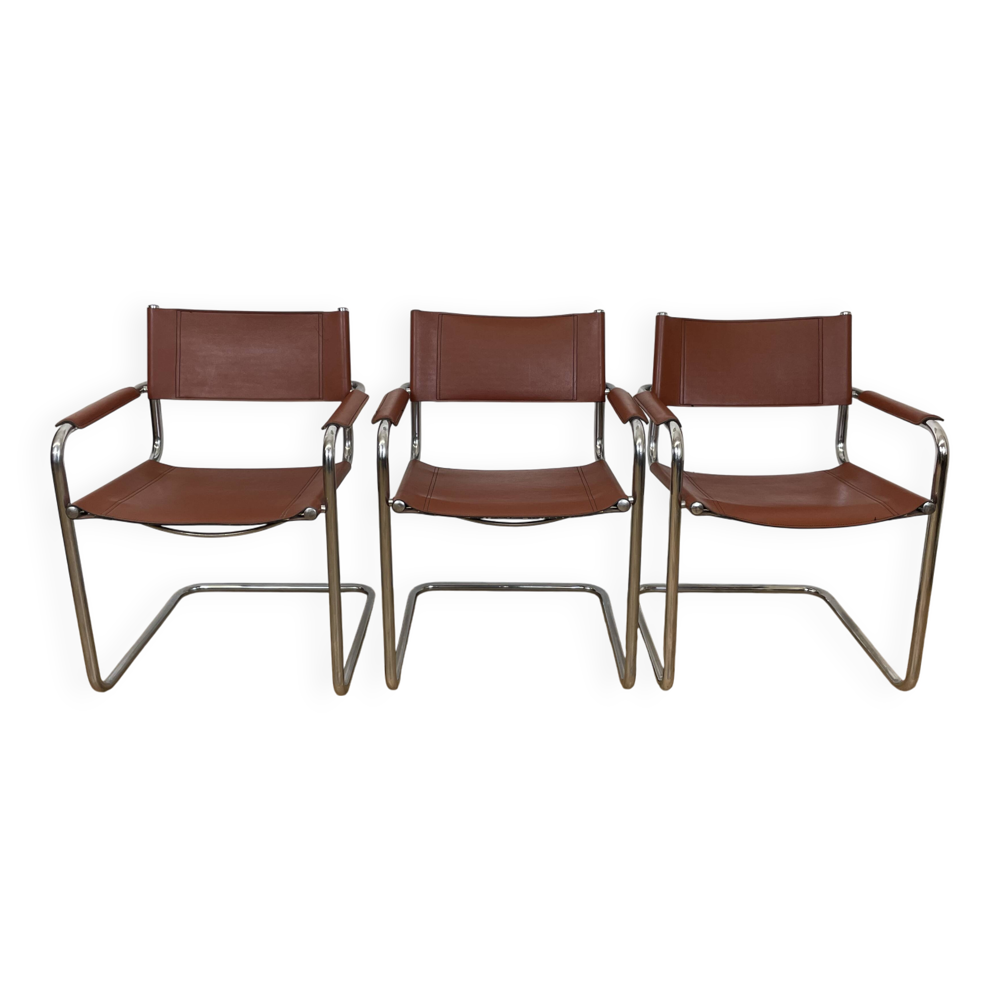 Set of 3 MG5 Grassi style armchairs from the 70s