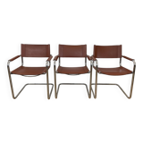 Set of 3 MG5 Grassi style armchairs from the 70s