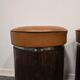 1970s Vintage Wooden Stool – Faux Leather Cushion & Aluminium Trim