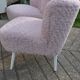 Mid-Century pink armchair in fabric (faux fur) with a solid beech structure, 1960s.