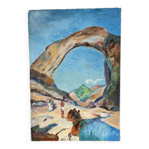 huile sur panneau Etretat