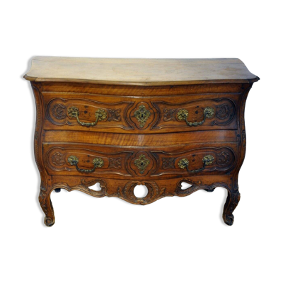 Commode provençale en noyer massif travail nîmois époque Louis XV