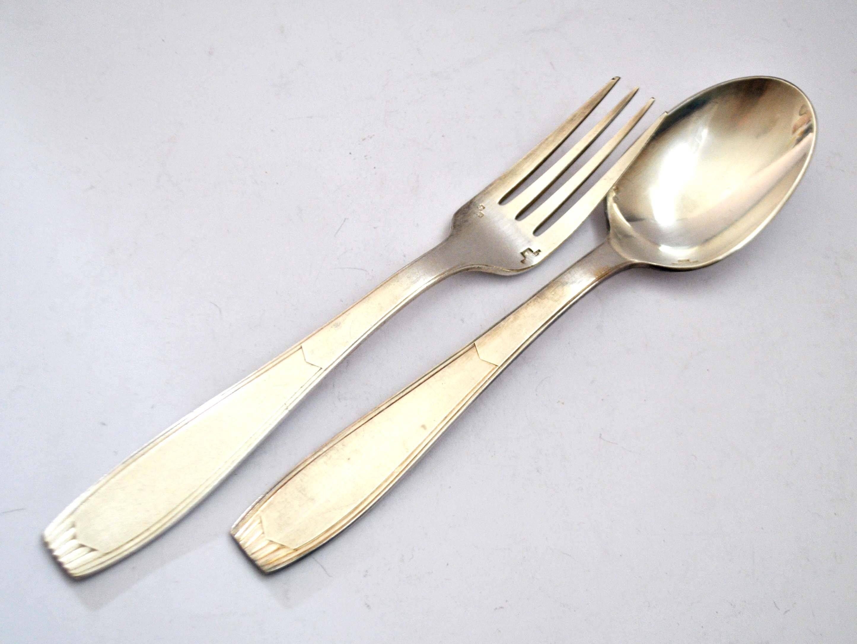 Art Deco SAIGON table cutlery in silver metal ALFENIDE by CHRISTOFLE 20.5cm