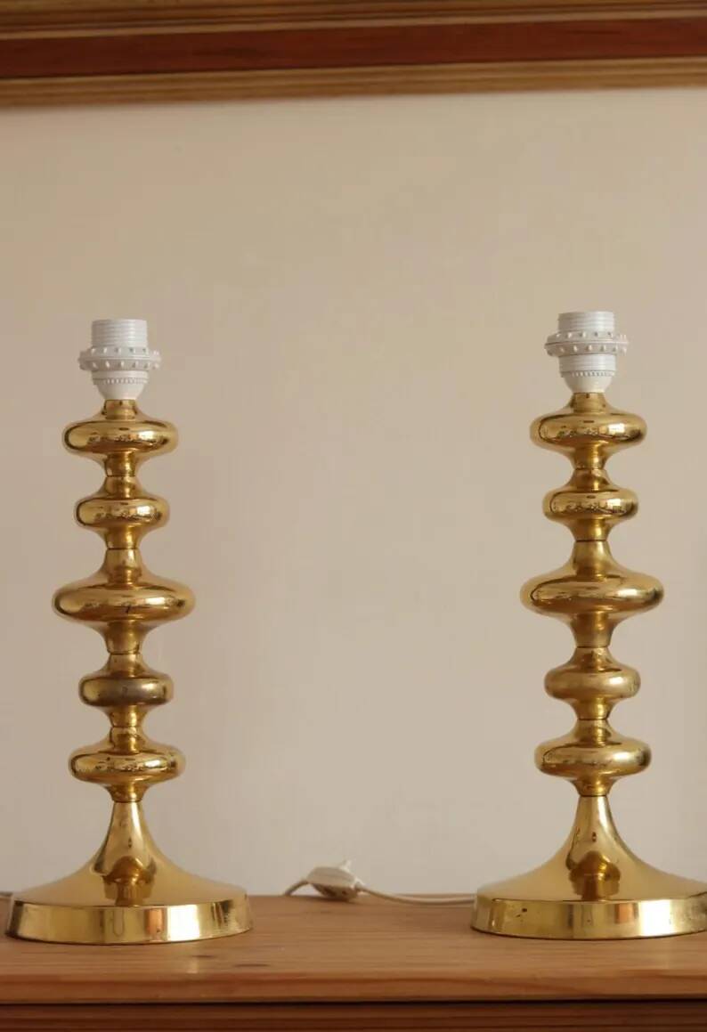 Pair of Swedish Coil Table Lamps