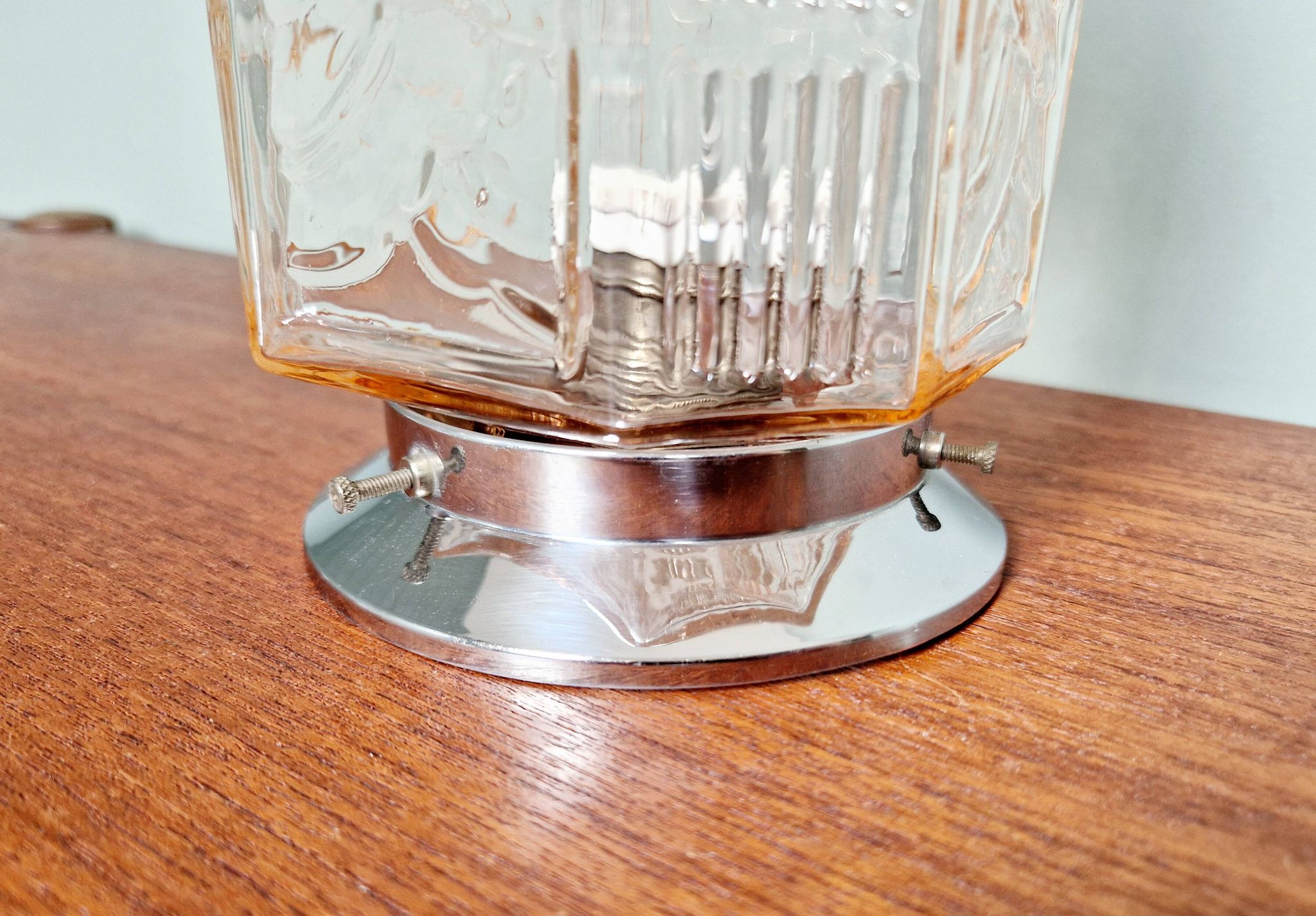 Plafonnier Art Déco Skyscraper en verre transparent rose, années 1920-30
