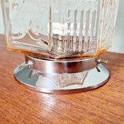 Plafonnier Art Déco Skyscraper en verre transparent rose, années 1920-30