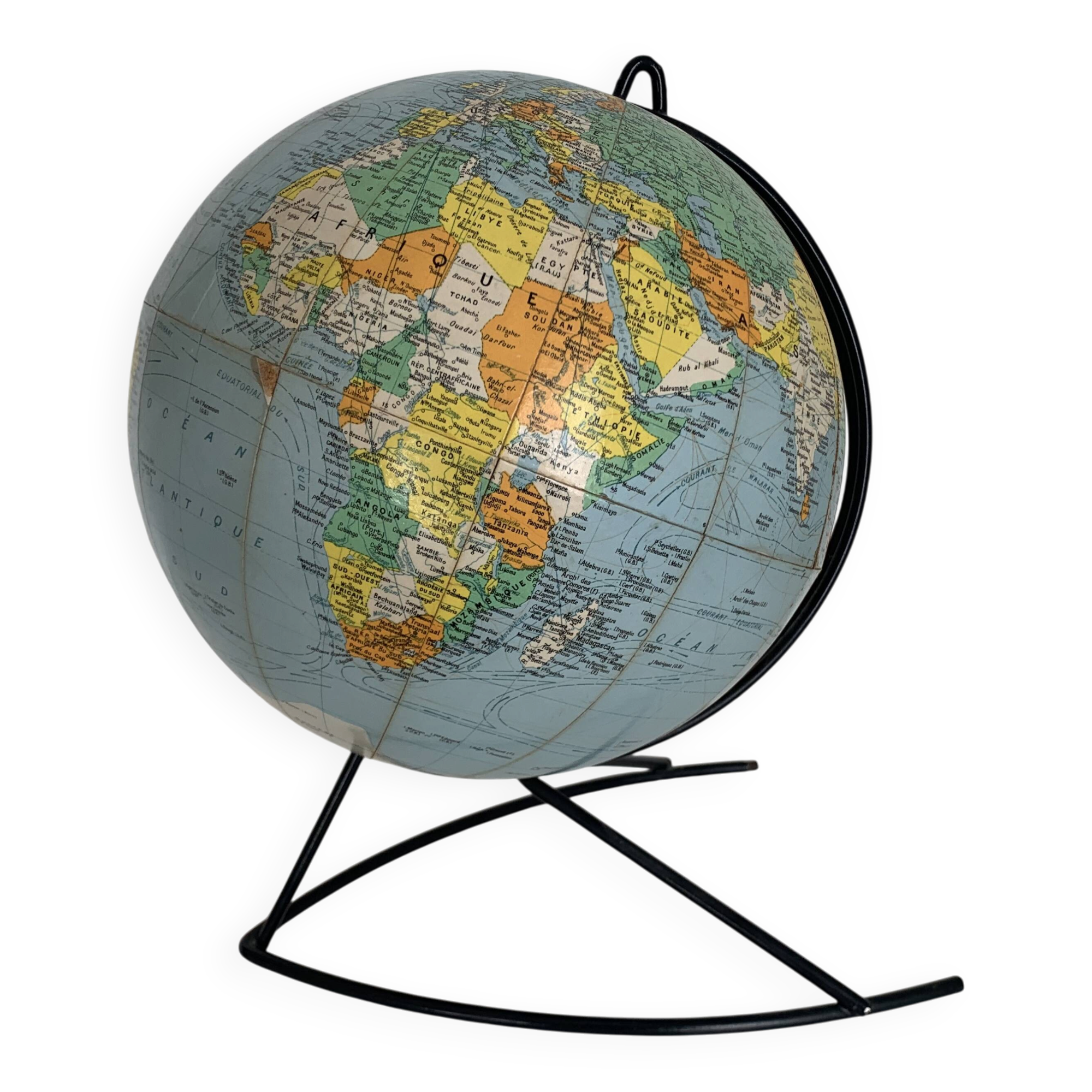 Vintage 1960 terrestrial globe by Girard Barrère - 33 cm