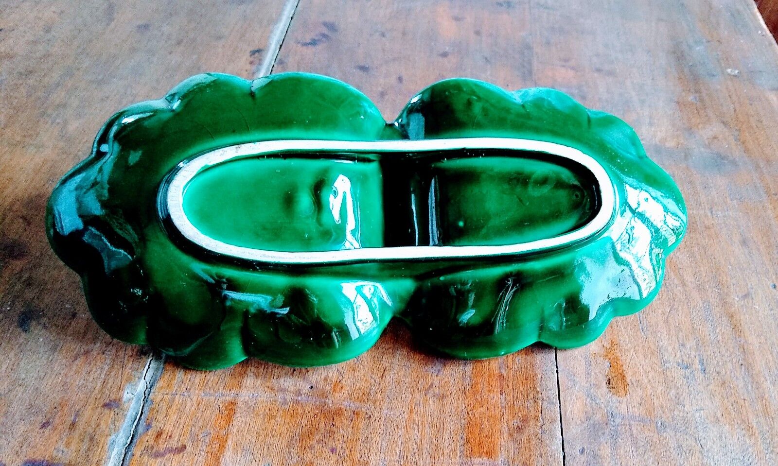Aperitif servant in dark green Art Deco faience