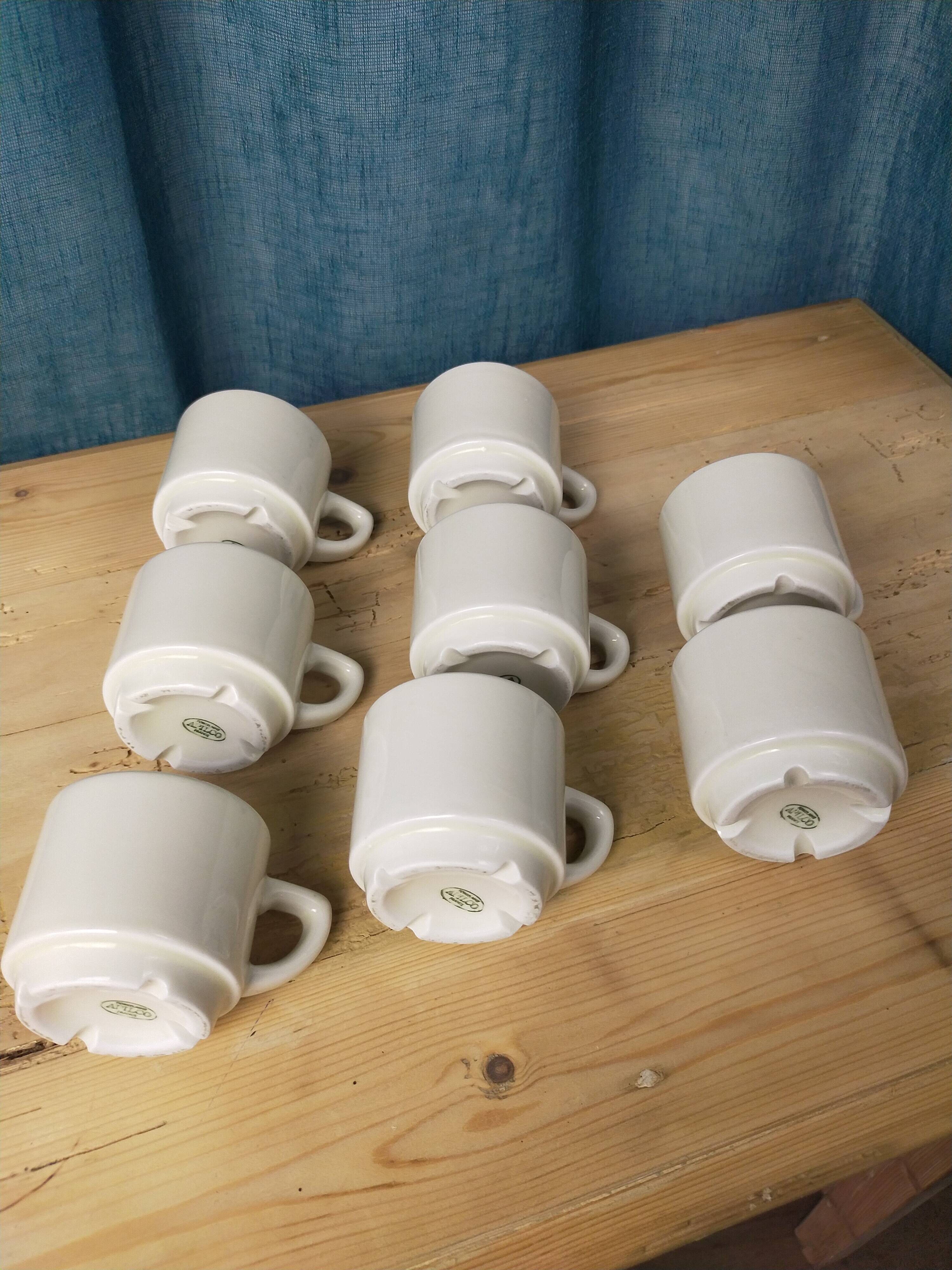8 Apilco white bistro coffee cups