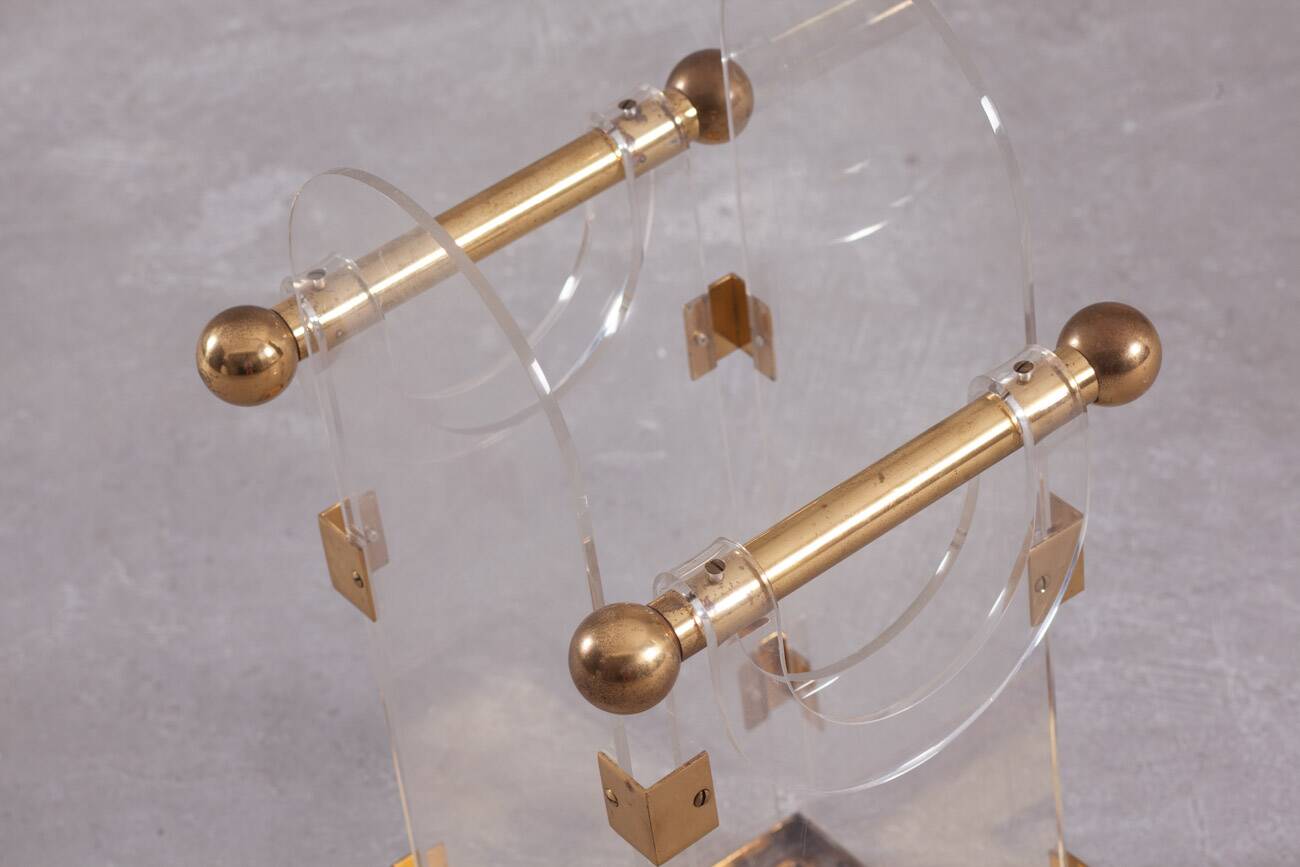 Vintage Fontana Arte acrylic and brass umbrella stand, Italy 1970s