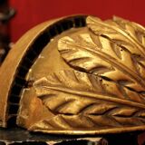 Italian Baroque Hand-Carved Giltwood Sconces with Gilt Bronze Arm, Set of 2