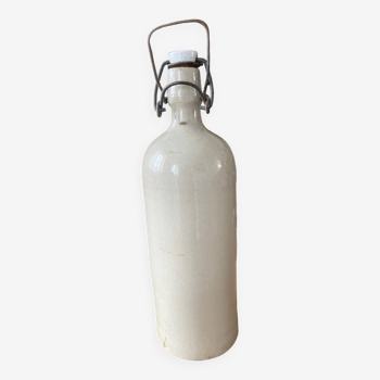 Bottle, hot water bottle, ceramic, old white, broken