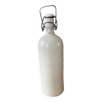 Bottle, hot water bottle, ceramic, old white, broken