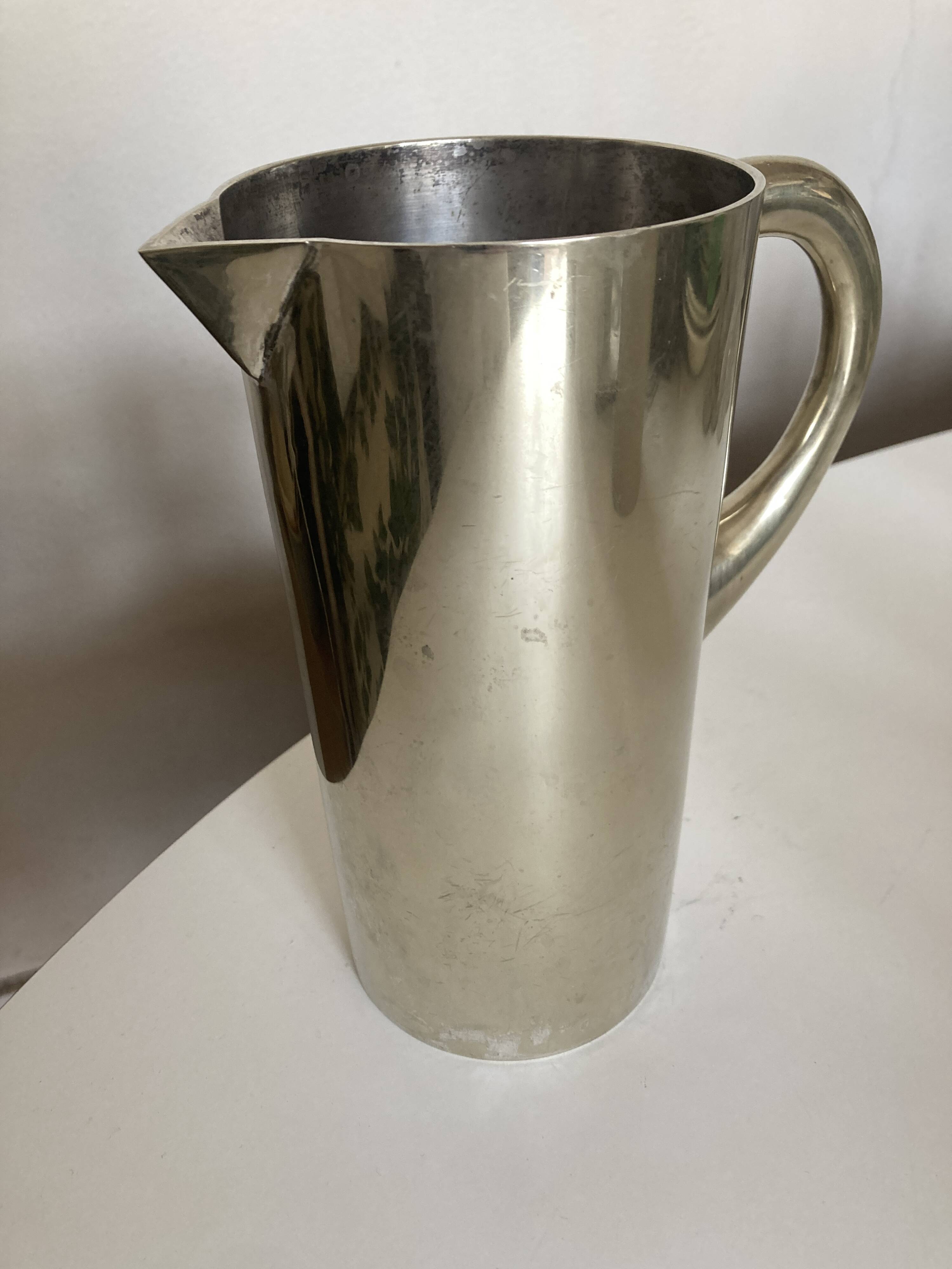mid-century silver-plated steel vase 1970
