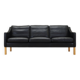 Black leather sofa, Danish design, 1970s, manufacture: Hurup Møbelfabrik