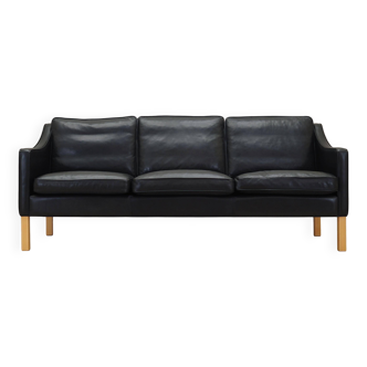 Black leather sofa, Danish design, 1970s, manufacture: Hurup Møbelfabrik