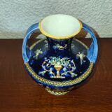 Vase with 2 polychrome handles in Gien earthenware France with Renaissance decoration 1938