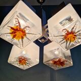 Mazzega cubic chandelier, Space Age style, 70s